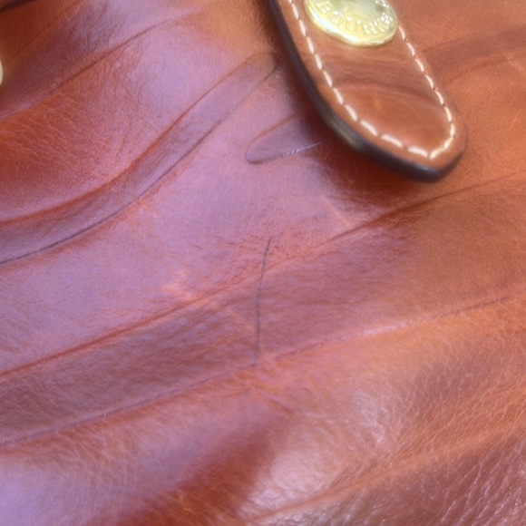 Dooney & Bourke Cognac Texture Leather Large Double Handle Tote Bag - Picture 10 of 10